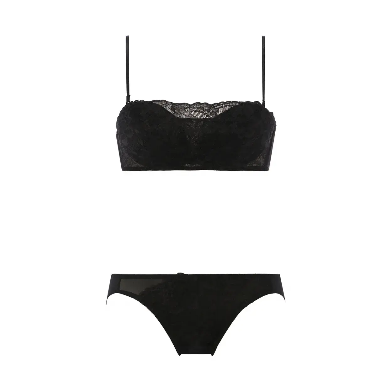 Daily Plus AMOSTYLEバンドゥ ブラジャー(ストラップ取り外し可)＆ショーツセット レースシック